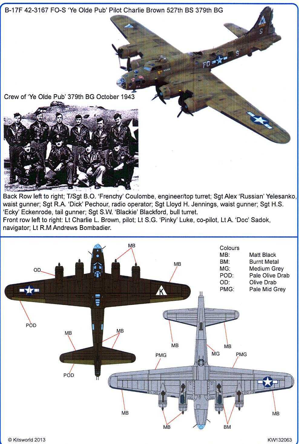 Kits World Decals 1/32 B-17F FLYING FORTRESS Ye Olde Pub | EBay